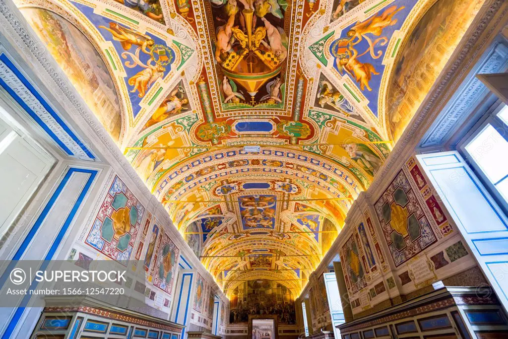 Vatican Library, Vatican Museums, Vatican, Rome, Italy, Europe.