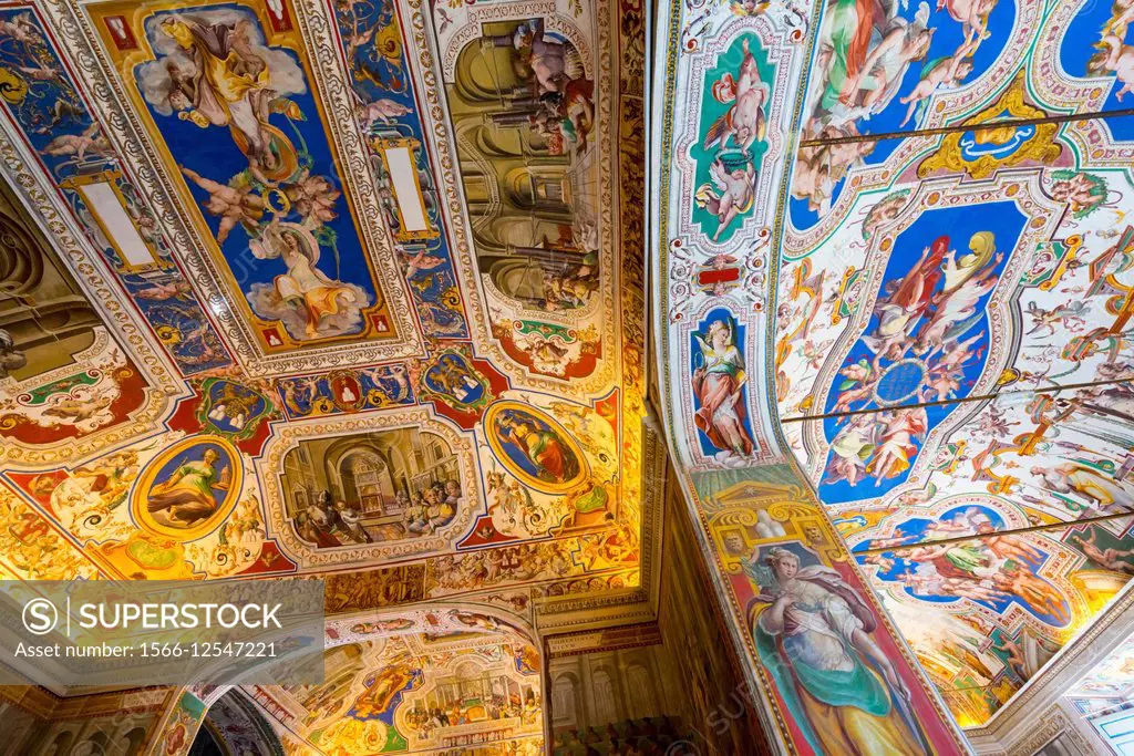 Vatican Library, Vatican Museums, Vatican, Rome, Italy, Europe.