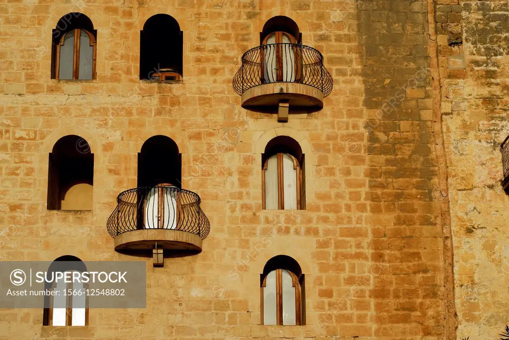 Facade in Vittoriosa (Birgu), Malta island, Malta.
