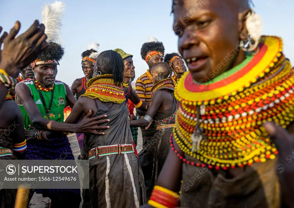 Turkana Tribe People Dancing, Turkana Lake, Loiyangalani, Kenya.