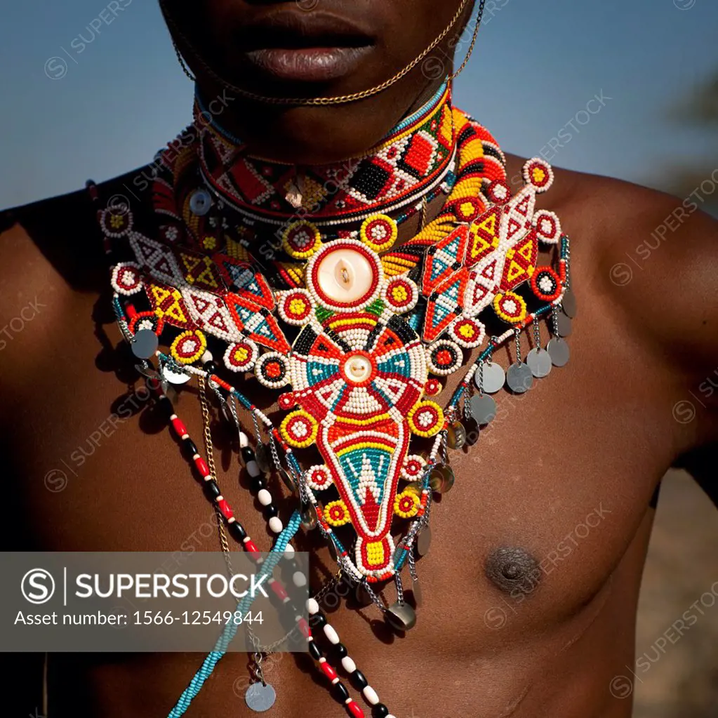 Samburu Tribesman Morane Decoration, Samburu County, Samburu National Reserve, Kenya.