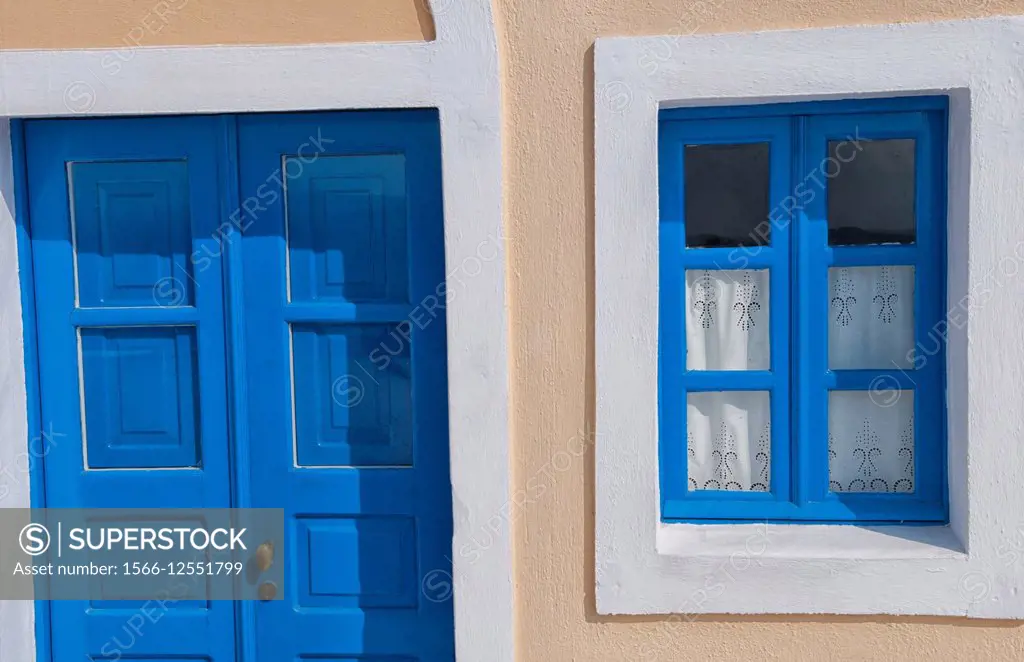Close up of doorway in Santorini Greece in Greek Islands