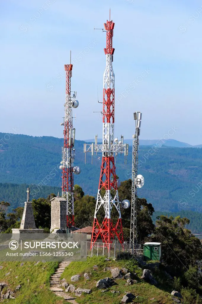 Communication antennas, Mount Santa Tegra, A Guarda, Pontevedra, Galicia, Spain.