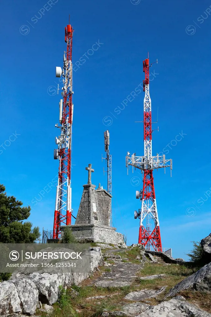 Communication antennas, Mount Santa Tegra, A Guarda, Pontevedra, Galicia, Spain.
