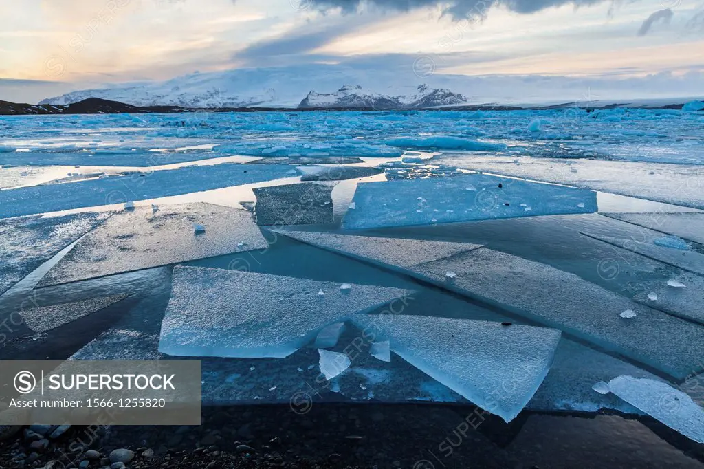 Jokulsarlon glacier lagoon, Southern Iceland, Iceland, Europe.