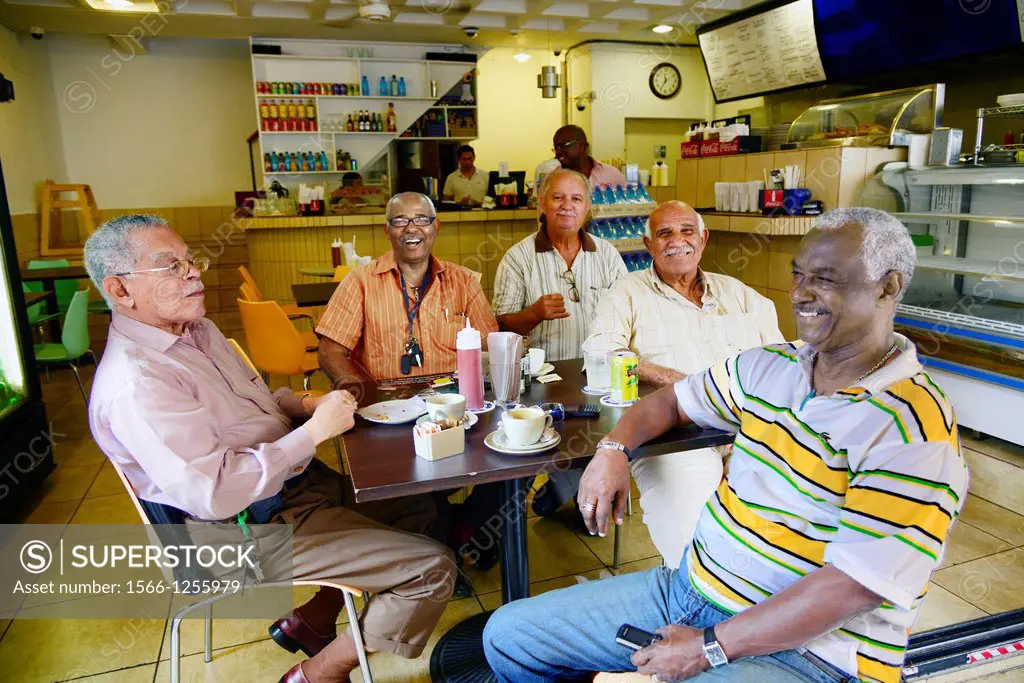 Local Residents in Coffee Shop Willemstad Curaçao Dutch Caribbean Island Netherlands