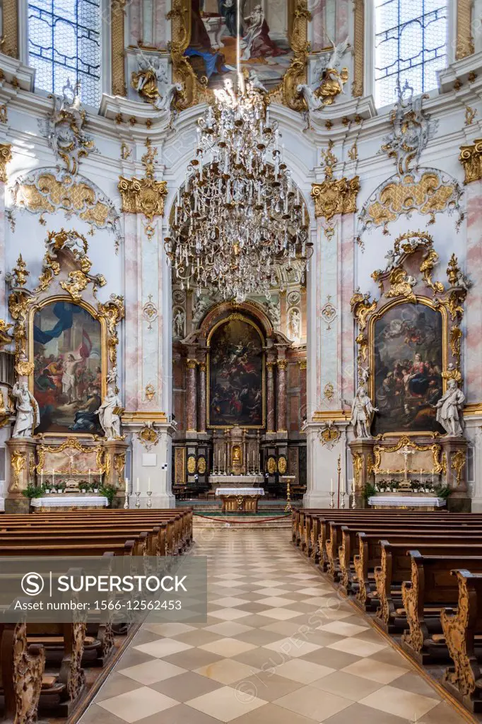 Germany, Bavaria, Ettal, Kloster Ettal monastery, interior.