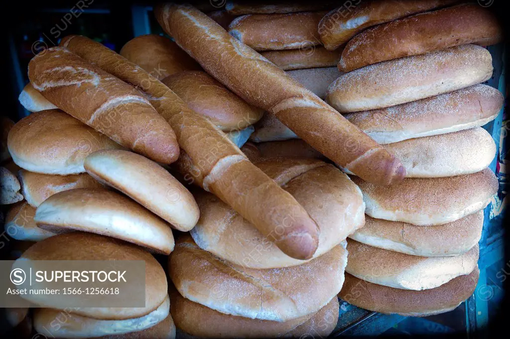 Bread in a bakery, Medina, Marrakech, Morocco, Northern Africa