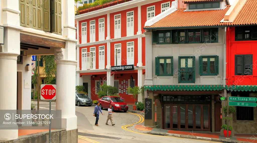 Singapore, Chinatown, street scene, typical architecture,