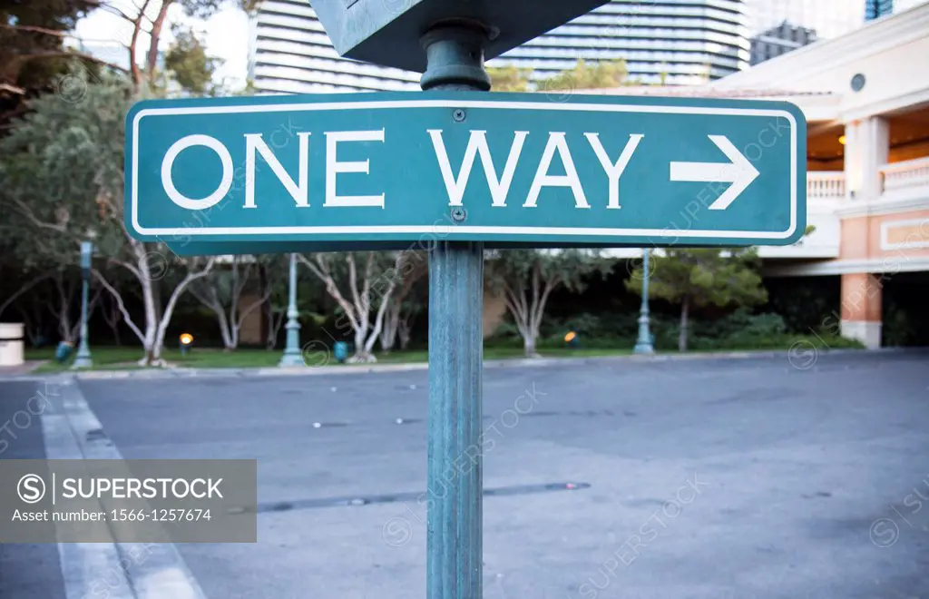 One way sign in Las Vegas. Nevada, USA.