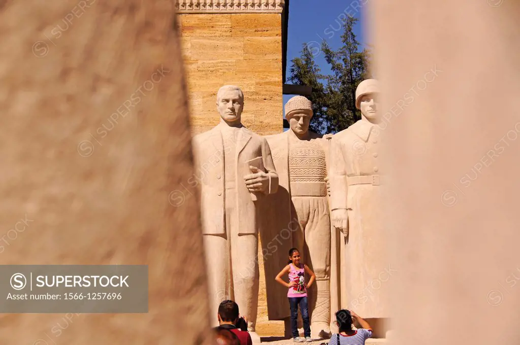 Men statue group within the Anitkabir (Atatürk´s Mausoleum) site in the Maltepe quarter, Ankara, Turkey
