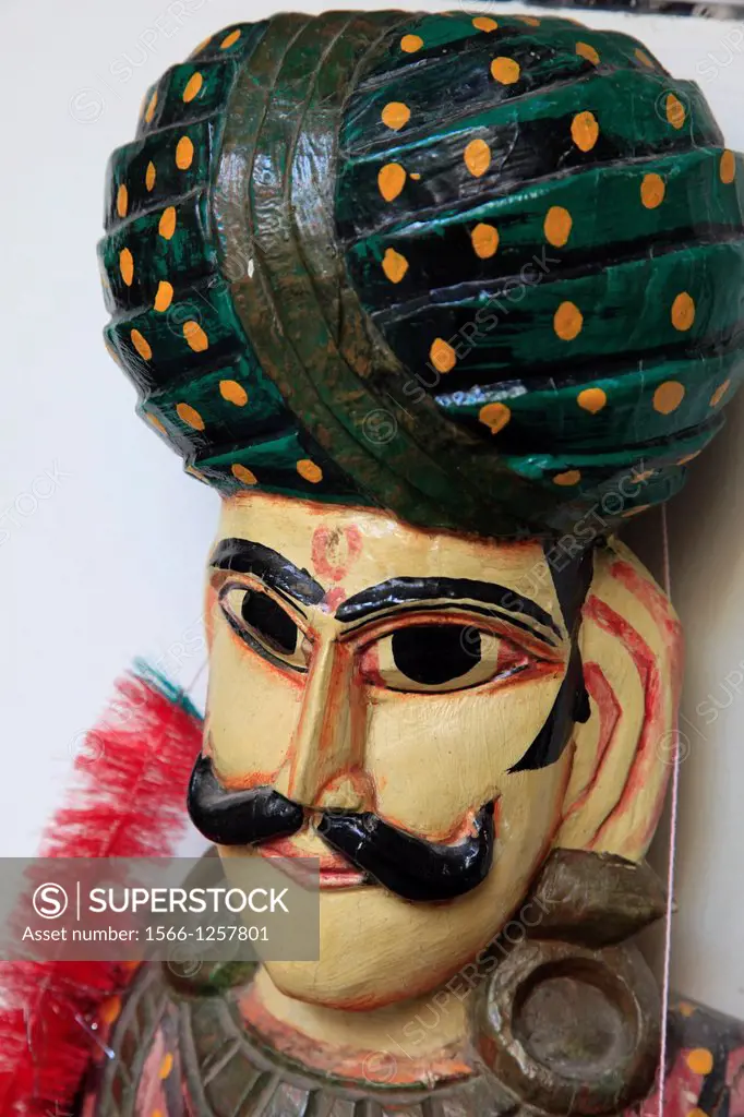 India, Rajasthan, Shekhawati, Mandawa, rajasthani man statue,