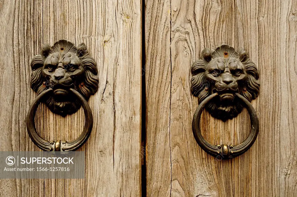 Doorknockers in Nan Lou Gu Xiang Hutong, Beijing, China, Asia