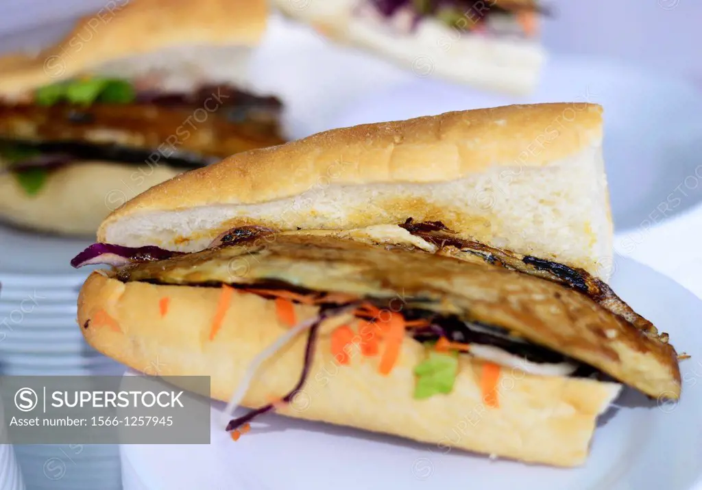 The famous fish sandwiches served under and near the Galata bridge in Istanbul