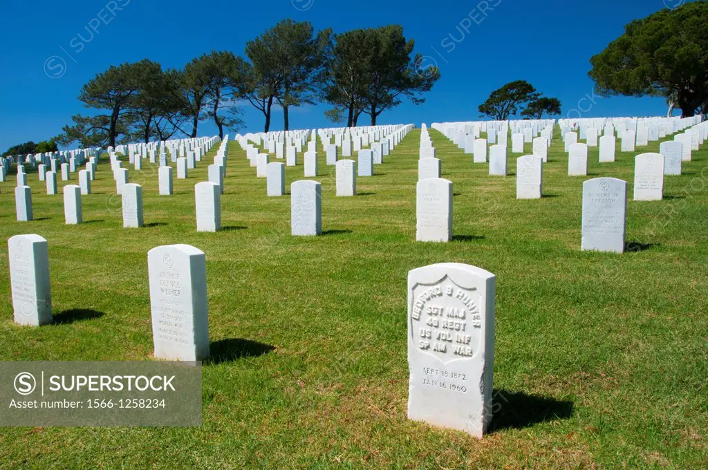 Headstones, Fort Rosecrans National Cemetery, San Diego, California
