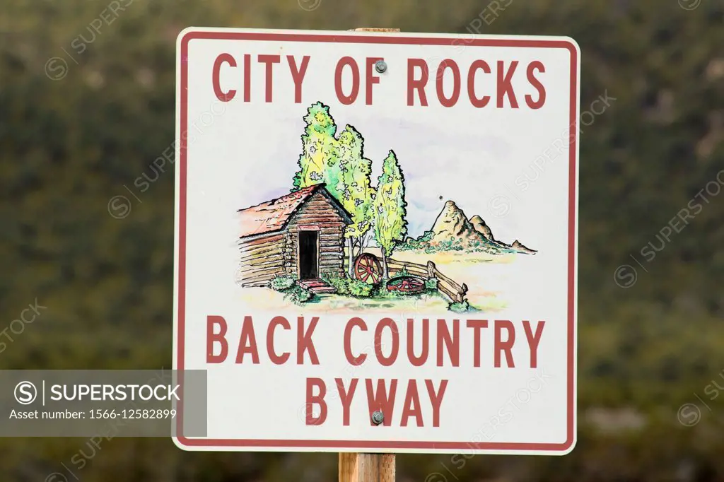 Byway sign, City of Rock Backcountry Byway, City of Rocks National Reserve, Idaho.