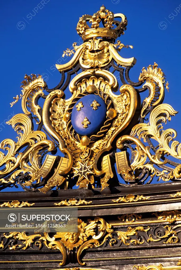 Rococo style gilded wrought iron gates by Jean Lamour, Place Stanislas, Nancy, Meurthe-et-Moselle department, Lorraine region, France, Europe