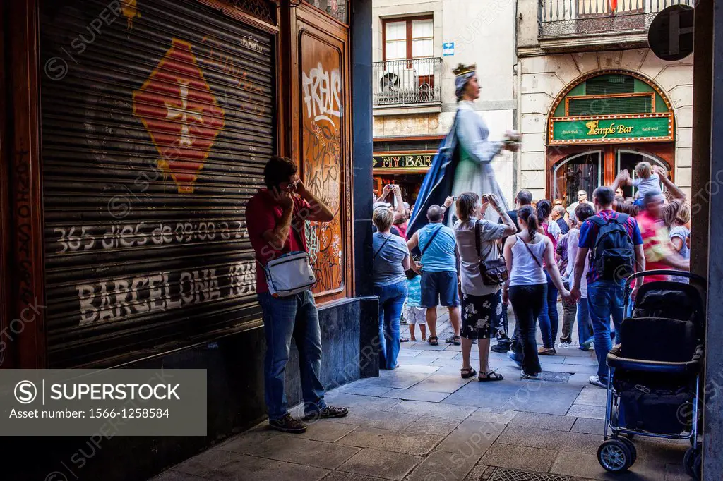 Giants during La Merce Festival, in Ferran street  Barcelona  Catalonia  Spain