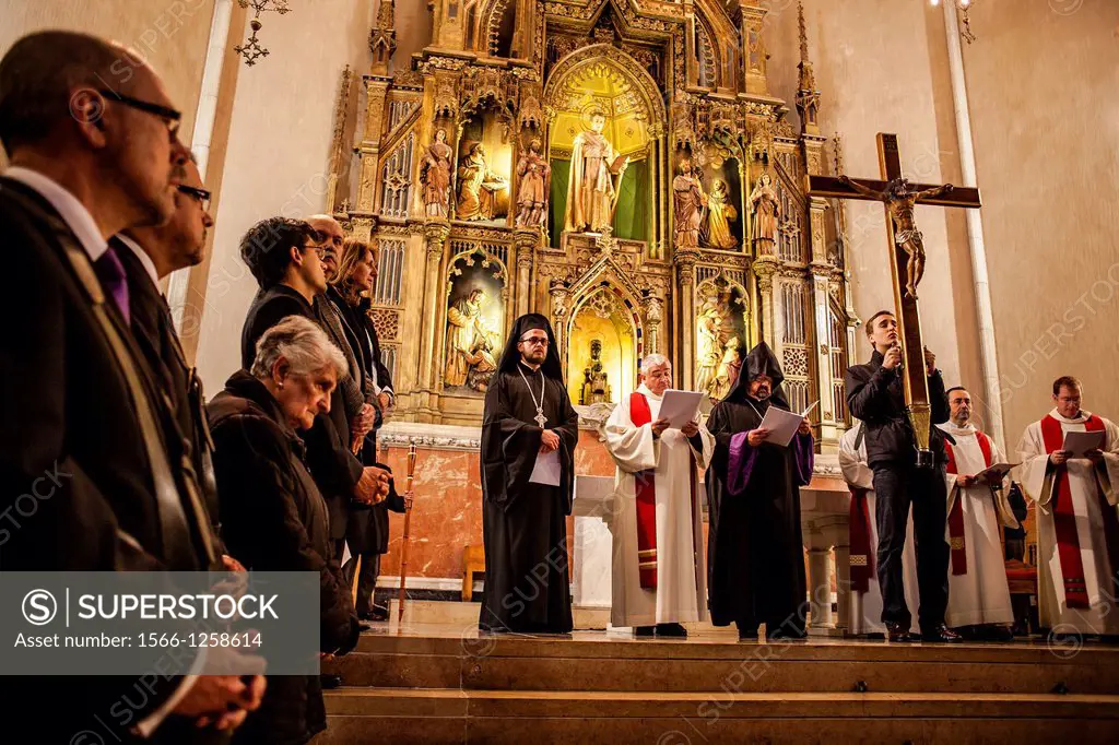 Representation,Way of the Cross, Good Friday,Easter week,church of Sant Ramon de Penyafort ,Barcelona, Catalonia, Spain