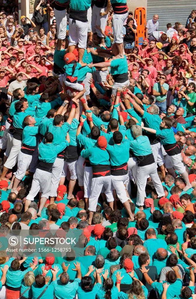 Castellers de Vilafranca ´Castellers´ building human tower, a Catalan tradition  Vilafranca del Penedès  Barcelona province, Spain