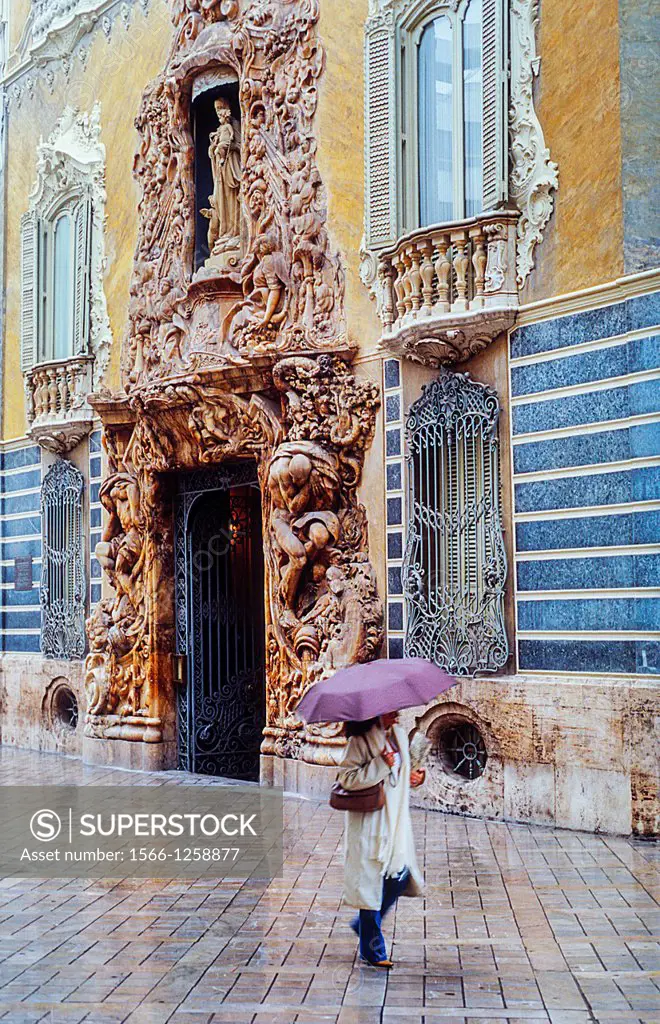 Facade of Marqués de Dos Aguas palace 18th century,Valencia,Spain