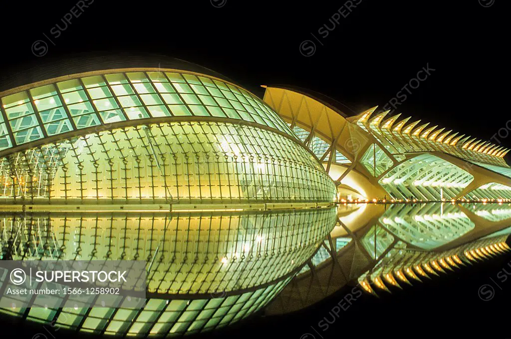 The Hemisferic and the Príncipe Felipe Sciences Museum,City of Arts and Sciences, by S  Calatrava  Valencia  Spain