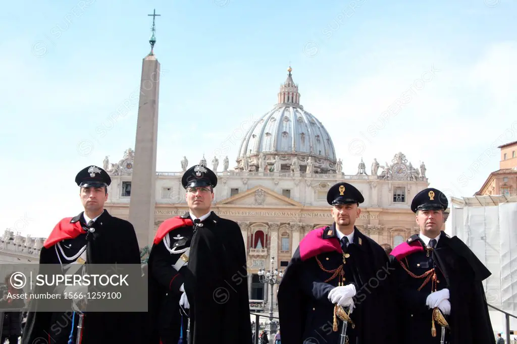 14 Feb 2013 police in uniform by Saint Peter´s Square, Rome the day after the election of Pope Francis