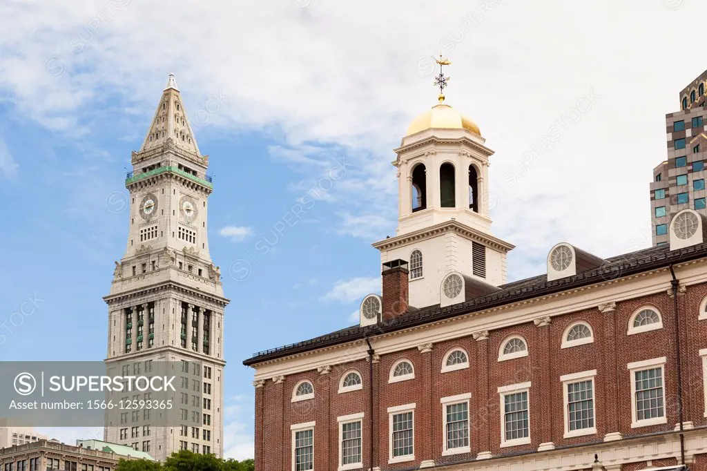 Custom House and Faneuil Hall, Boston, Massachusetts, USA.