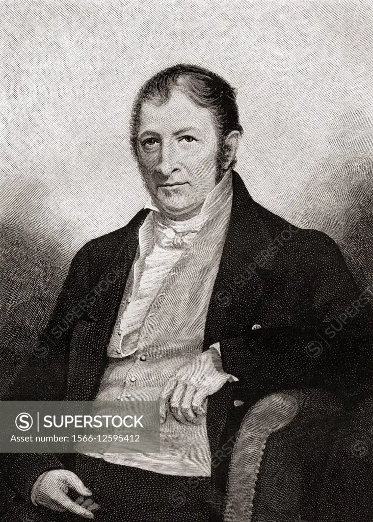 Eli Whitney, 1765-1825. American inventor best known for inventing the cotton gin. From The Century Magazine, published 1887.