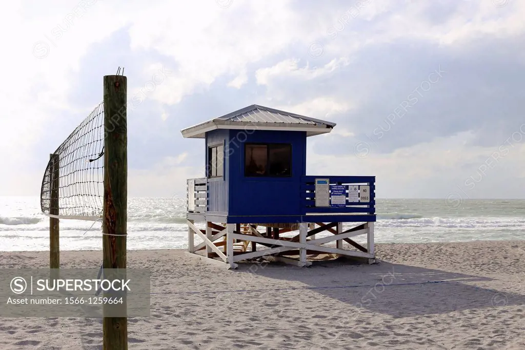 a lifeguard station at Venice Beach, Florida, USA