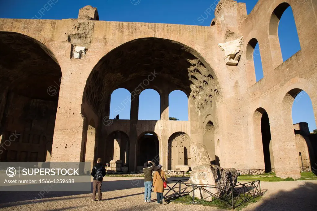europe, italy, lazio, rome, roman forum, basilica of massenzio