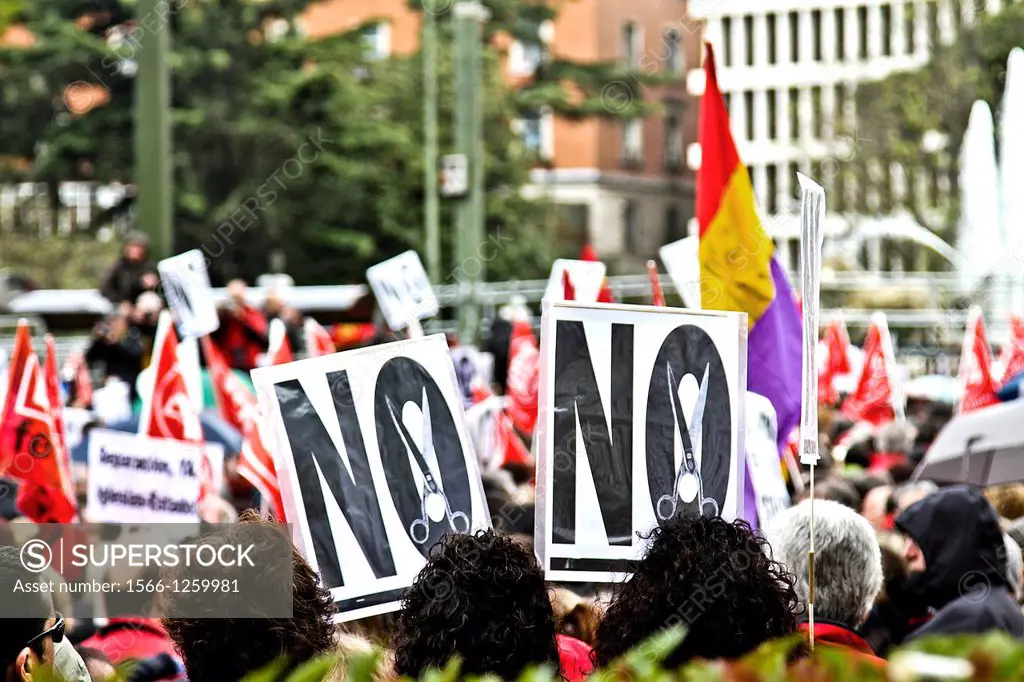 Demonstration at Paseo de la Castellana, Madrid, Spain