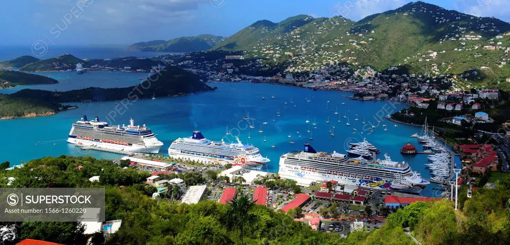 Cruise Ships in Charlotte Amalie Harbor St. Thomas Virgin Islands USVI Caribbean US Territory