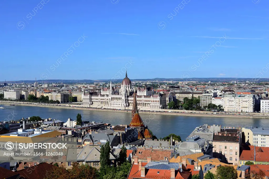 A beautiful view of the Danube river and the parliament house in Pest, Budapest,