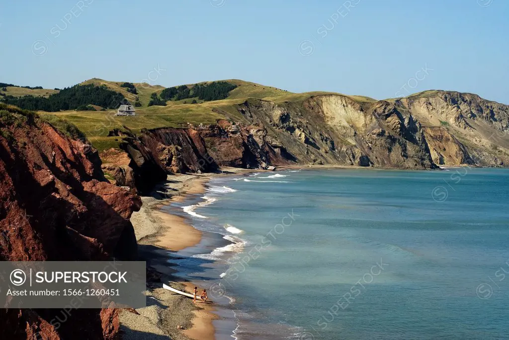 Firmin cove, Cap Alright, Havre aux Maisons island, Magdalen Islands, Gulf of Saint Lawrence, Quebec province, Canada, North America