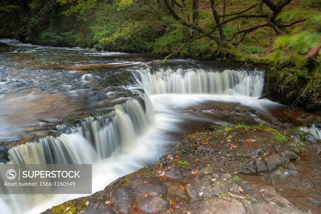 The Nedd Fechan River at Horseshoe Falls, Brecon Beacons National Park, Mid Glamorgan, Wales, United Kingdom, Europe