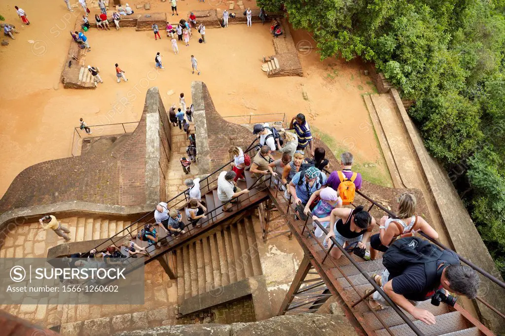 Sri Lanka - Sigiriya, stairs of Lion´s Gate to the ancient fortress, ancient Royal Fortress in Sri Lanka, UNESCO World Heritage Site
