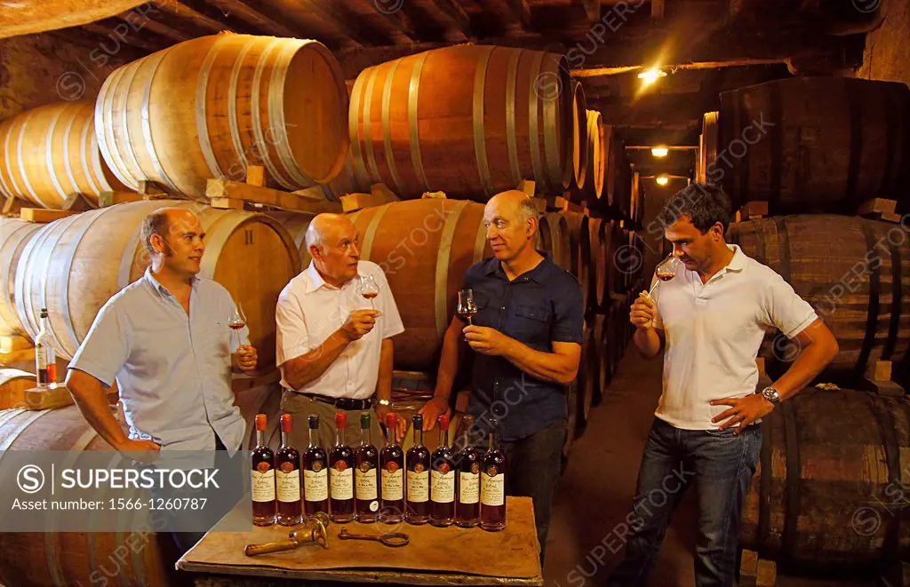 Jerome, Pierre, Jacques and Sylvain Delord of the Delord Armagnac Estate, Lannepax, Gers, Midi-Pyrenees, France