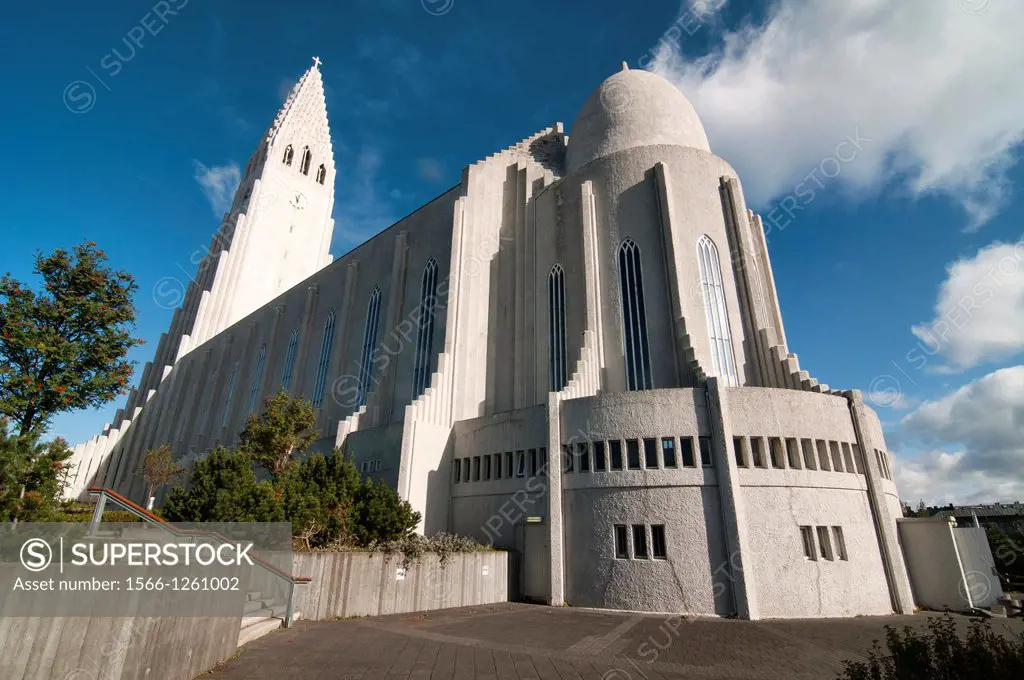 The imposing Hallgramskirkja Church, symbol of Reykjavik, Iceland