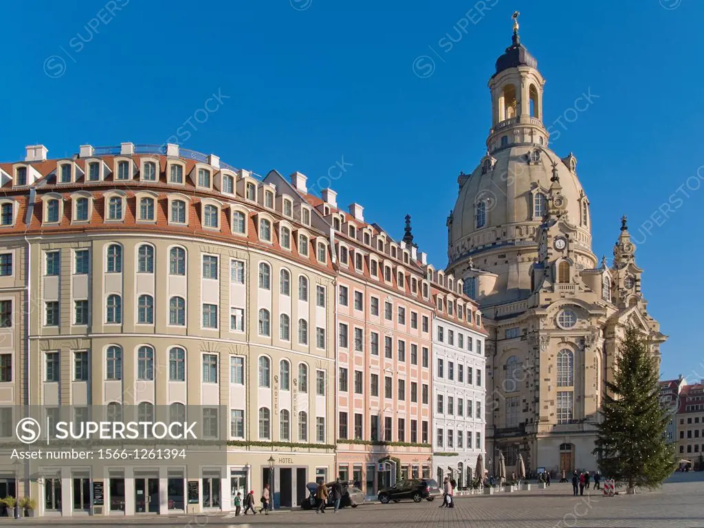 Frauenkirche, viewed from the Neumarkt Place, Dresden, Saxony, Germany, Europe