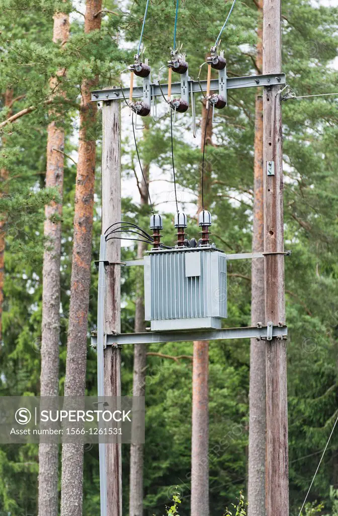 Substation for electricity distribution in the woods, Sweden