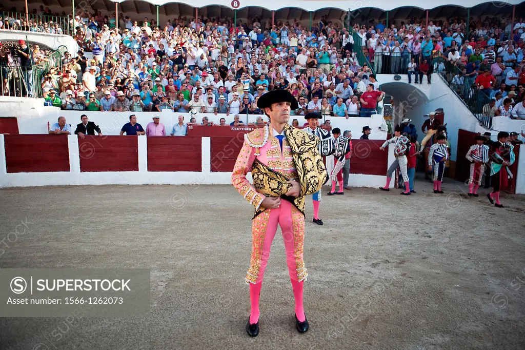 The Spanish Bullfighter Jose Tomas initiating the paseillo in the bullring in Linares, Jaen province, Spain 29 august 2011
