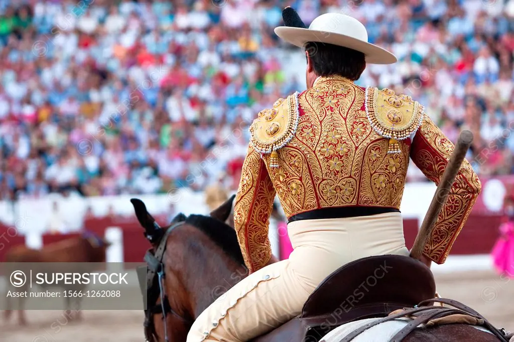 Picador bullfighter, lancer whose job it is to weaken bull´s neck muscles, Spain