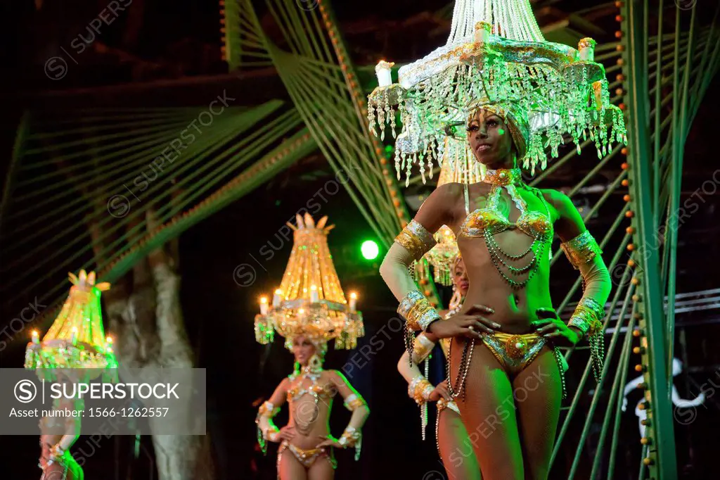 colorful dancers of the famous Tropicana Nightclub in Havana, Cuba, Caribbean