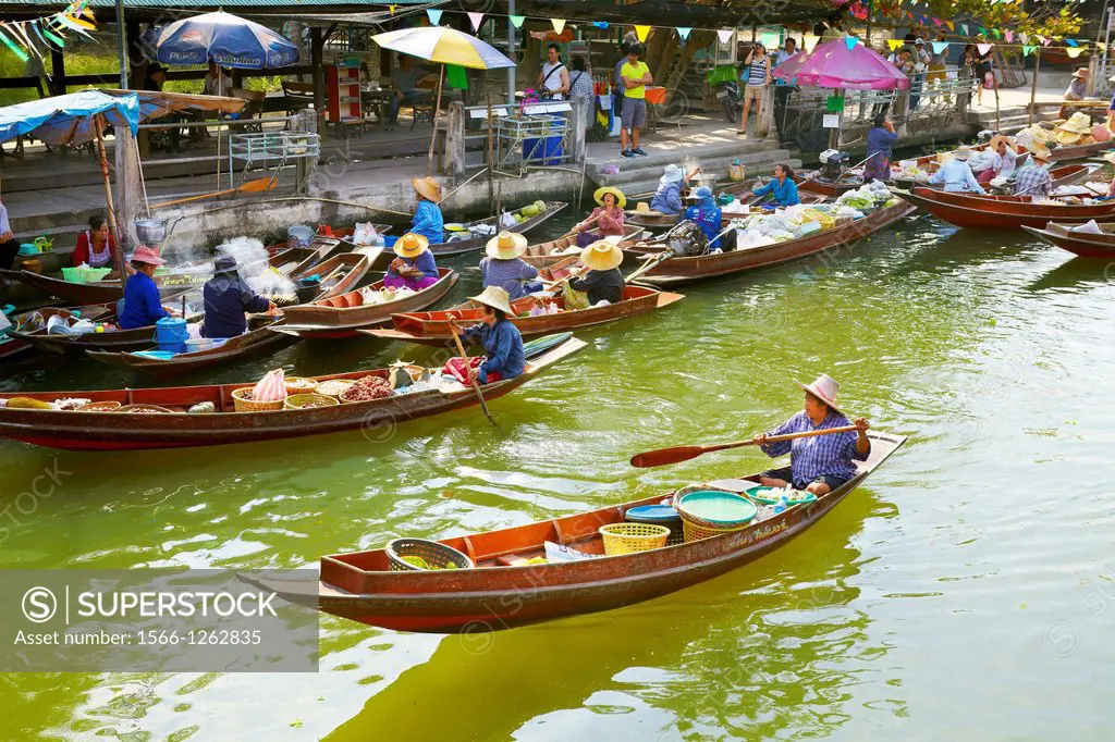 Thailand - Floating Market Tha Kha near Bangkok, Bangkok, Thailand