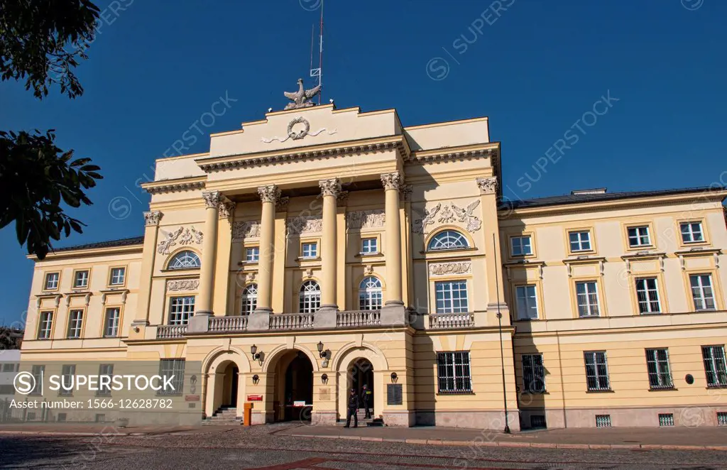 Beautiful architecture in Warsaw Poland of old Police station Mostowki Palace