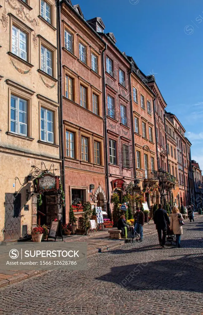 Old Street in Main Old Town Main Square Warsaw Poland