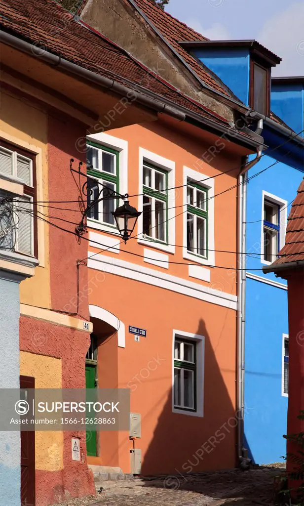 Romania, Sighisoara, street scene, houses,