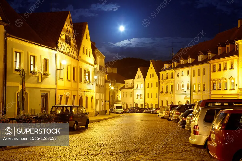 Loket - Old Town Square at night, Loket, Czech Republic, Europe