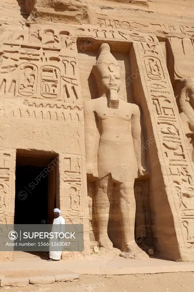 Abu Simbel, Egypt - the entrance to the Nefertari Temple, Abu Simbel temple complex located on the Nasser Lake, Lower Nubia, Egypt
